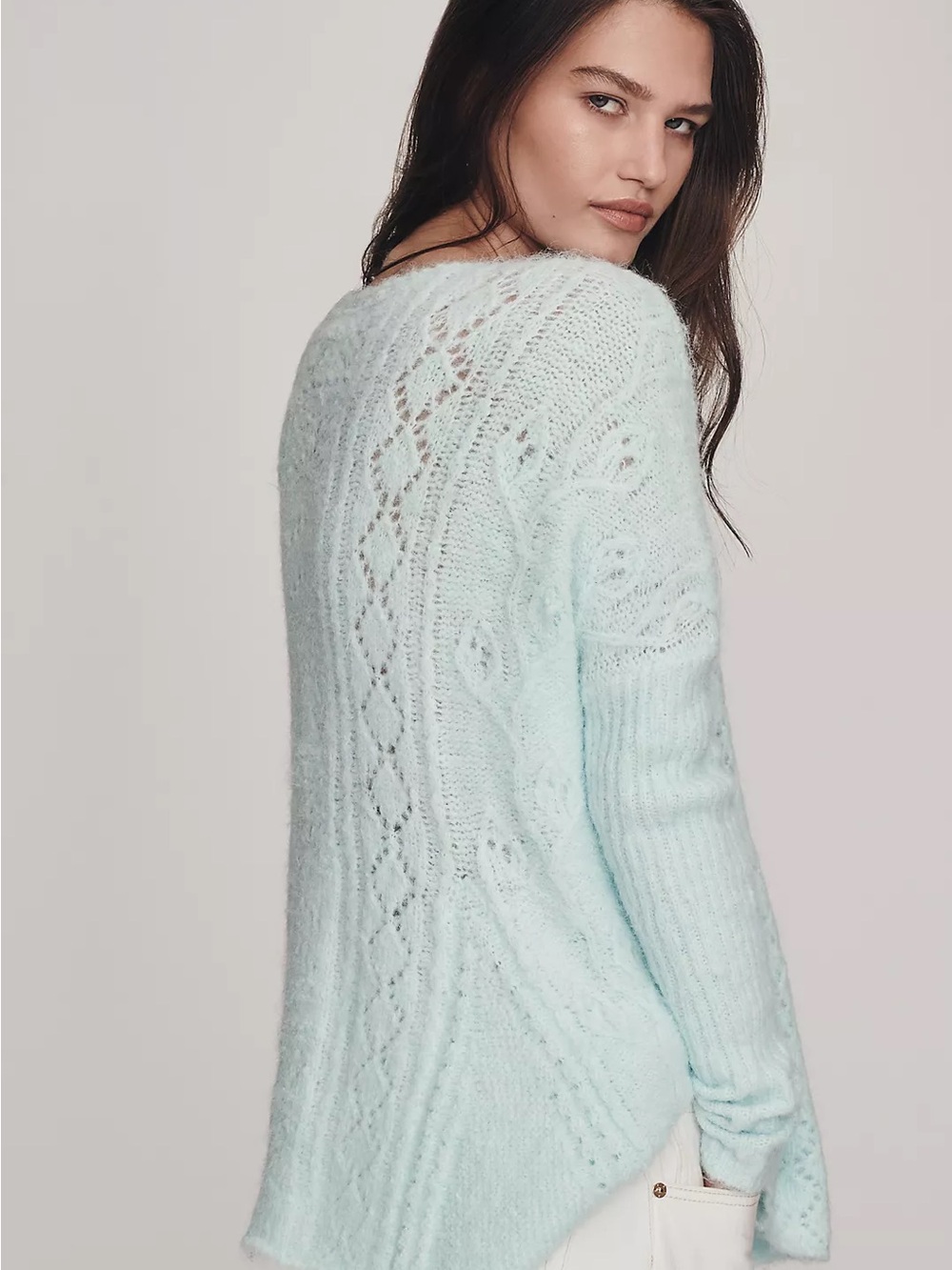 NWT By Anthropologie Long-Sleeve Pointelle Sweater Size XS Petite - Picture 4 of 5